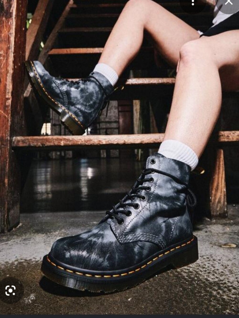 Dr Martens Tie-Dye Black Combat Boots - Size 8 EXCELLENT CONDITION!